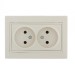 Розетка 2-м СП Mira 16А IP20 без заземл. со вставкой керамика крем. LEZARD 701-0303-128