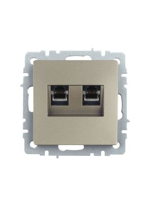 Розетка компьютерная двойн. СП RJ45 кат.5E BRITE РК10-2-БрШ механизм шампань IEK BR-K20-1-K37