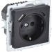 Розетка BRITE РЮш11-1-БрЧ 16А с USB A+C 18Вт с заземл. защ. шторки механизм черн. IEK BR-R14-16-U22-018-K02