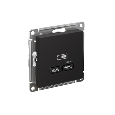 Розетка USB AtlasDesign тип C 65Вт QC PD высокоскор. ЗУ механизм карбон SE ATN001027