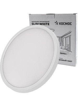 Светильник светодиодный SLIM WHITE 38Вт 6500К IP40 2700лм 230В 400х25мм КОСМОС KSlim38w_W6500K