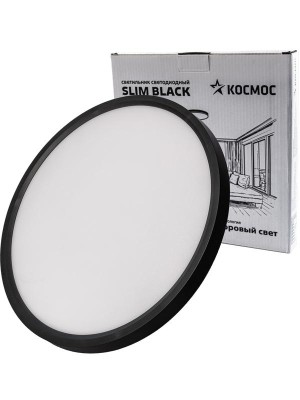 Светильник светодиодный SLIM BLACK 38Вт 4500К IP40 2650лм 230В 400х25мм КОСМОС KSlim38w_B4500K