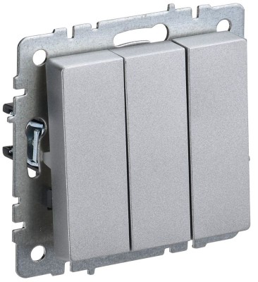 Выключатель 3-кл. СП BRITE ВС10-3-0-БрА 10А механизм алюм. IEK BR-V30-0-10-K47