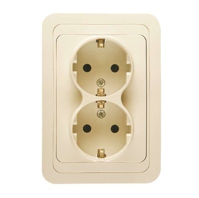 Розетка 2-м СП Mimoza 16А IP20 с заземл. крем./крем. Makel 25082 Розетка 2-м СП Mimoza 16А IP20 с заземл. крем./крем. Makel 25082