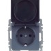 Розетка BRITE РСбш10-3-БрМ 16А IP20 с заземл. защ. шторки с крышкой механизм маренго IEK BR-R16-16-K35