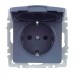 Розетка BRITE РСбш10-3-БрМ 16А IP20 с заземл. защ. шторки с крышкой механизм маренго IEK BR-R16-16-K35