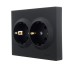 Розетка 2-м СП VESNA с заземл. ПБТ черн. бархат LEZARD 742-4200-127B