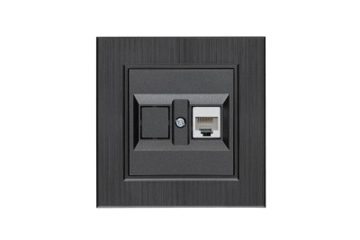 Розетка компьютерная CAT 5+гнездо Karea LINE STAR дым. металлик Makel 86050035