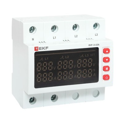 Реле выбора фаз с дисплеем RVF-3-63А PROxima EKF RVF-3-63a
