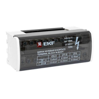 Шина нулевая в корпусе 2х11 EKF sn0-2x11 Шина нулевая в корпусе 2х11 EKF sn0-2x11