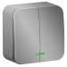 Выключатель 2-кл. ОП Blanca 10А IP20 (сх. 5) 250В с подсветкой с изолир. пластиной алюм. SE BLNVA105113
