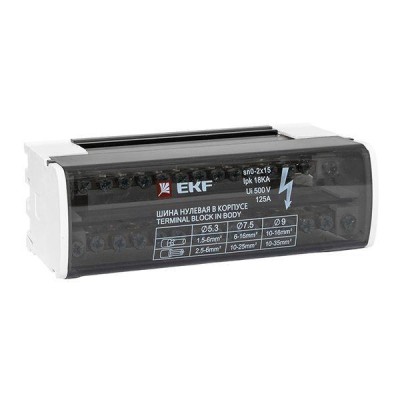 Шина нулевая в корпусе 2х15 EKF sn0-2x15 Шина нулевая в корпусе 2х15 EKF sn0-2x15