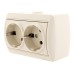 Розетка 2-м ОП Nata 16А IP20 с заземл. керамика крем. LEZARD 710-0300-127