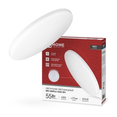 Светильник светодиодный NEO SIMPLE-5540-WH 55Вт 4000К 4400лм 230В 375х59мм бел. IN HOME 4690612060811