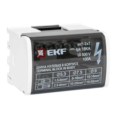 Шина нулевая в корпусе 2х7 EKF sn0-2x7 Шина нулевая в корпусе 2х7 EKF sn0-2x7
