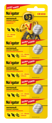 Элемент питания литиевый CR1616 94 779 NBT-CR1616-BP5 (блист.5шт) Navigator 94779