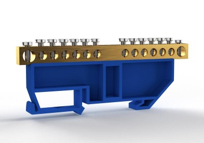 Шина нулевая на DIN-изоляторе 6х9мм 14 отвер. латунь TOKOV ELECTRIC TKE-BCB-69-14-DIN/N