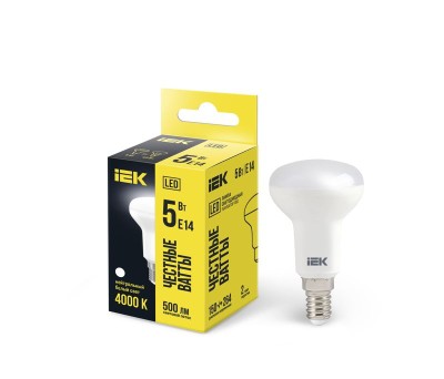 Лампа светодиодная 5Вт R50 4000К нейтр. бел. E14 450лм 230-240В IEK LLE-R50-5-230-40-E14