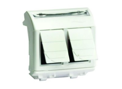 Розетка компьютерная 2-м СП 2мод. Brava RJ45 кат.5E бел. DKC 76656B Розетка компьютерная 2-м СП 2мод. Brava RJ45 кат.5E бел. DKC 76656B