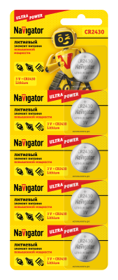 Элемент питания литиевый CR2430 94 781 NBT-CR2430-BP5 (блист.5шт) Navigator 94781