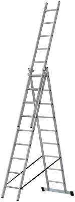 Лестница трехсекционная 3х9 H=257/426/591см 11.18кг алюм. FIT 65434