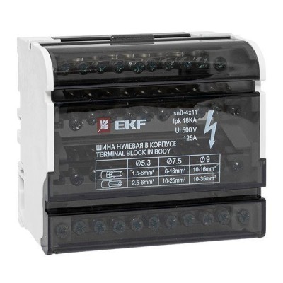 Шина нулевая в корпусе 4х11 EKF sn0-4x11 Шина нулевая в корпусе 4х11 EKF sn0-4x11