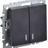 Выключатель 2-кл. СП BRITE ВС10-2-1-БрЧ 10А с индик. механизм черн. IEK BR-V20-1-10-K02
