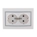 Розетка 2-м СП Mira 16А IP20 с заземл. с сер. вставкой керамика бел. LEZARD 701-0215-127