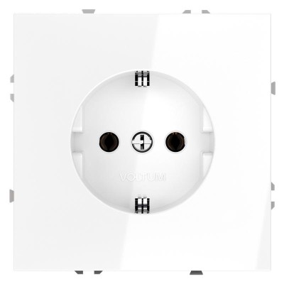 Розетка 1-м СП S70 16А с заземл. механизм бел. глянцевый Voltum VLS040101