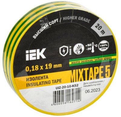 Изолента ПВХ 0.18х19мм желт./зел. (рул.20м) IEK UIZ-20-10-K52 Изолента ПВХ 0.18х19мм желт./зел. (рул.20м) IEK UIZ-20-10-K52