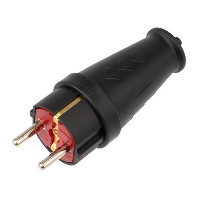 Вилка прямая влагозащ. 16А IP44 с заземл. COMPACT каучук черн. Rexant 111-200