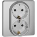 Розетка 2-м СП Inspiria 16А IP20 250В 2х2P+E немецк. стандарт механизм алюм. IEK 673752