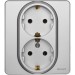 Розетка 2-м СП Inspiria 16А IP20 250В 2х2P+E немецк. стандарт механизм алюм. IEK 673752