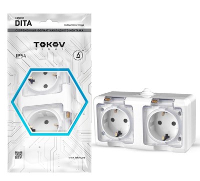 Розетка 2-м ОП Dita 16А IP54 250В с заземл. с прозр. крышкой бел.TOKOV ELECTRIC TKL-DT-R2Z-C01T-IP54 Розетка 2-м ОП Dita 16А IP54 250В с заземл. с прозр. крышкой бел.TOKOV ELECTRIC TKL-DT-R2Z-C01T-IP54