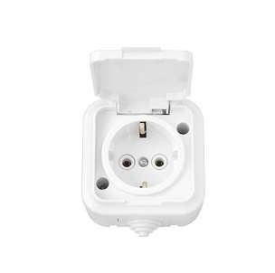 Розетка 1-м ОП 16А IP54 с заземл. с крышкой бел. Bylectrica РА16-297