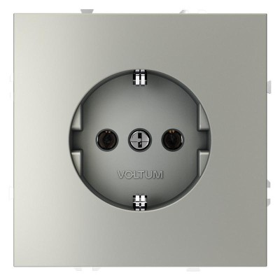 Розетка 1-м СП S70 16А с заземл. механизм сталь Voltum VLS040105