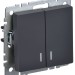 Выключатель 2-кл. СП BRITE ВС10-2-1-БрГ 10А с индик. механизм графит IEK BR-V20-1-10-K53