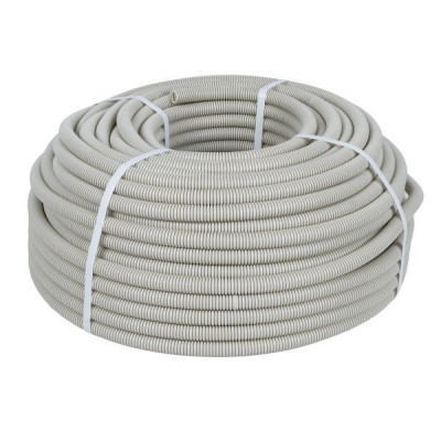 Труба гофрированная ПВХ d40мм с протяжкой сер. (уп.15м) Plast PROxima EKF tg-z-40