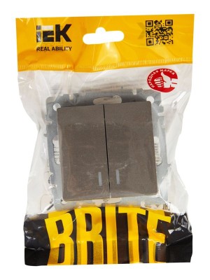 Выключатель 2-кл. СП BRITE ВС10-2-1-БрС 10А с индик. механизм сталь IEK BR-V20-1-10-K46 Выключатель 2-кл. СП BRITE ВС10-2-1-БрС 10А с индик. механизм сталь IEK BR-V20-1-10-K46