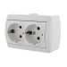 Розетка 2-м ОП Nata 16А IP20 с заземл. керамика бел. LEZARD 710-0200-127