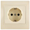 Розетка 1-м СП Кварта РС10-3-ККм 16А IP20 с заземл. без защ. шторок крем. GENERICA ERK14-K33-16-DM