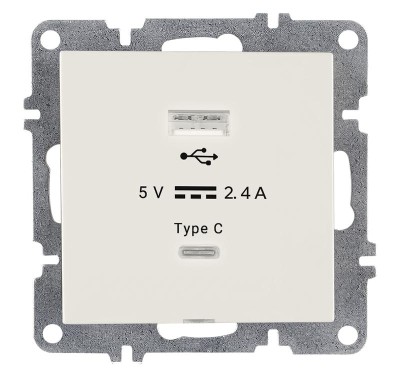 Розетка LAVIN/KAREN USB + TYPE-C механизм бел. ARVIA 50 01 1000 304