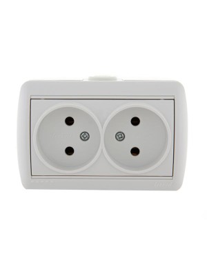 Розетка 2-м ОП Nata 16А IP20 без заземл. керамика бел. LEZARD 710-0200-128