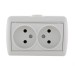 Розетка 2-м ОП Nata 16А IP20 без заземл. керамика бел. LEZARD 710-0200-128