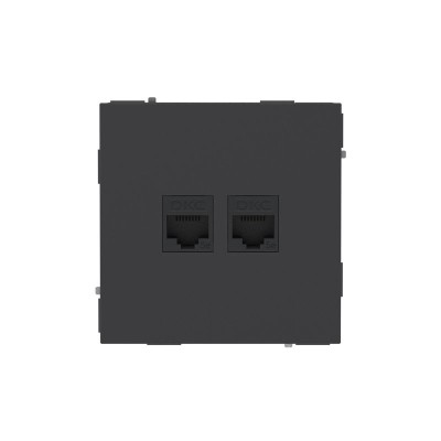 Розетка компьютерная 2-м KANT RJ45 кат.5E без шторки черн. уголь DKC 7012664