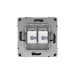 Розетка компьютерная 2-м KANT RJ45 кат.5E без шторки черн. уголь DKC 7012664