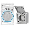 Розетка 1-м ОП Dita 16А IP54 250В с заземл. с крышкой сер. TOKOV ELECTRIC TKL-DT-R1Z-C06-IP54