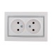 Розетка 2-м СП Mira 16А IP20 без заземл. с сер. вставкой керамика бел. LEZARD 701-0215-128
