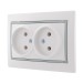 Розетка 2-м СП Mira 16А IP20 без заземл. с сер. вставкой керамика бел. LEZARD 701-0215-128