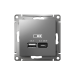 Розетка USB AtlasDesign тип A+C 45Вт QC PD высокоскор. ЗУ механизм сталь SE ATN000929